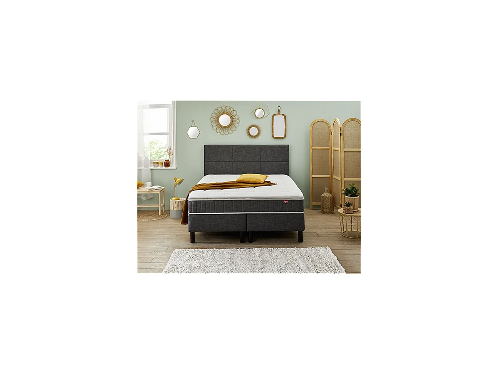 Ensemble Epeda Enchanteur Gris Chiné 180x200 - Double Sommier
