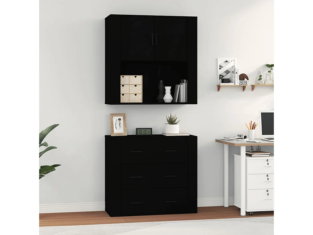 Highboard,Kommode Schwarz Holzwerkstoff -gkd723601