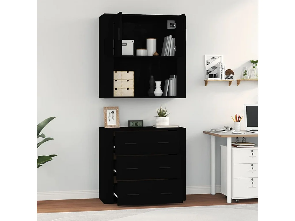 Highboard,Kommode Schwarz Holzwerkstoff -gkd723601