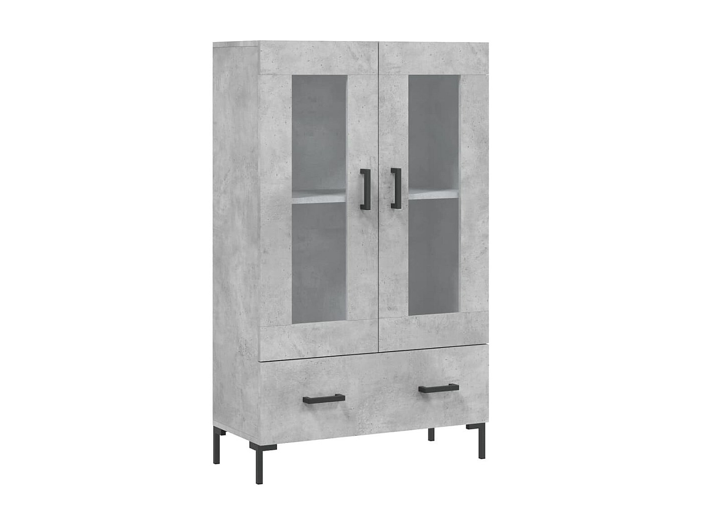 VidaXL Credenza Moderna Grigio Cemento – 69,5x31x115 Cm, In Legno Multistrato Con Gambe In Metallo E Anta In Vetro