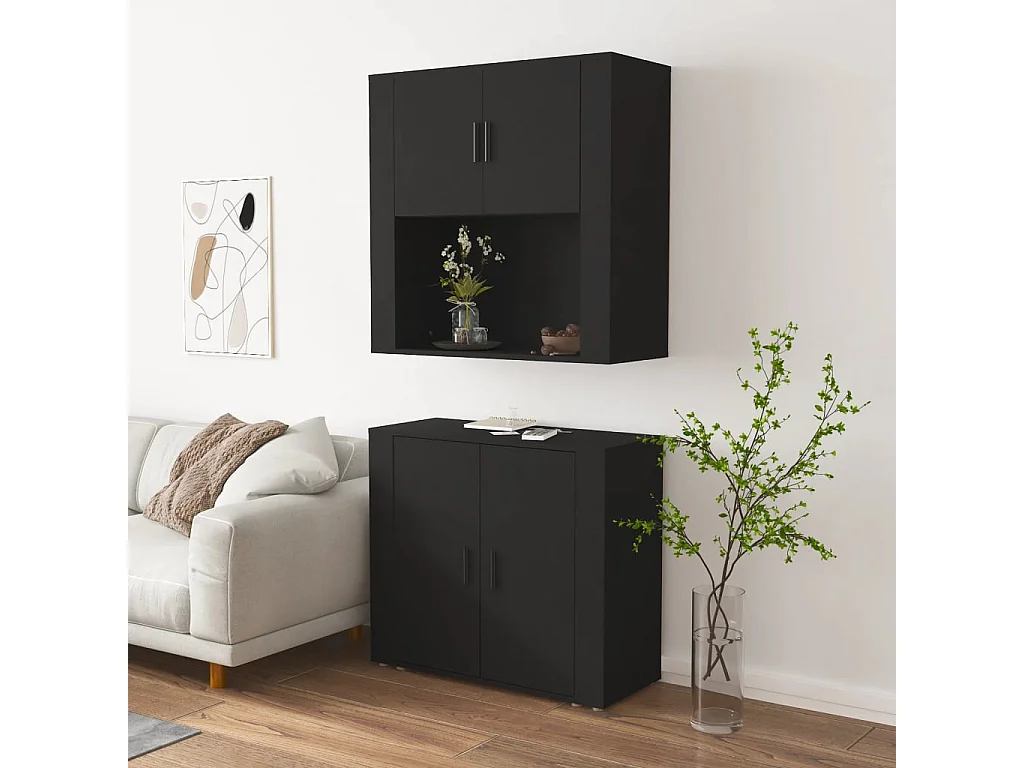 Highboard,Kommode Schwarz Holzwerkstoff -gkd984759