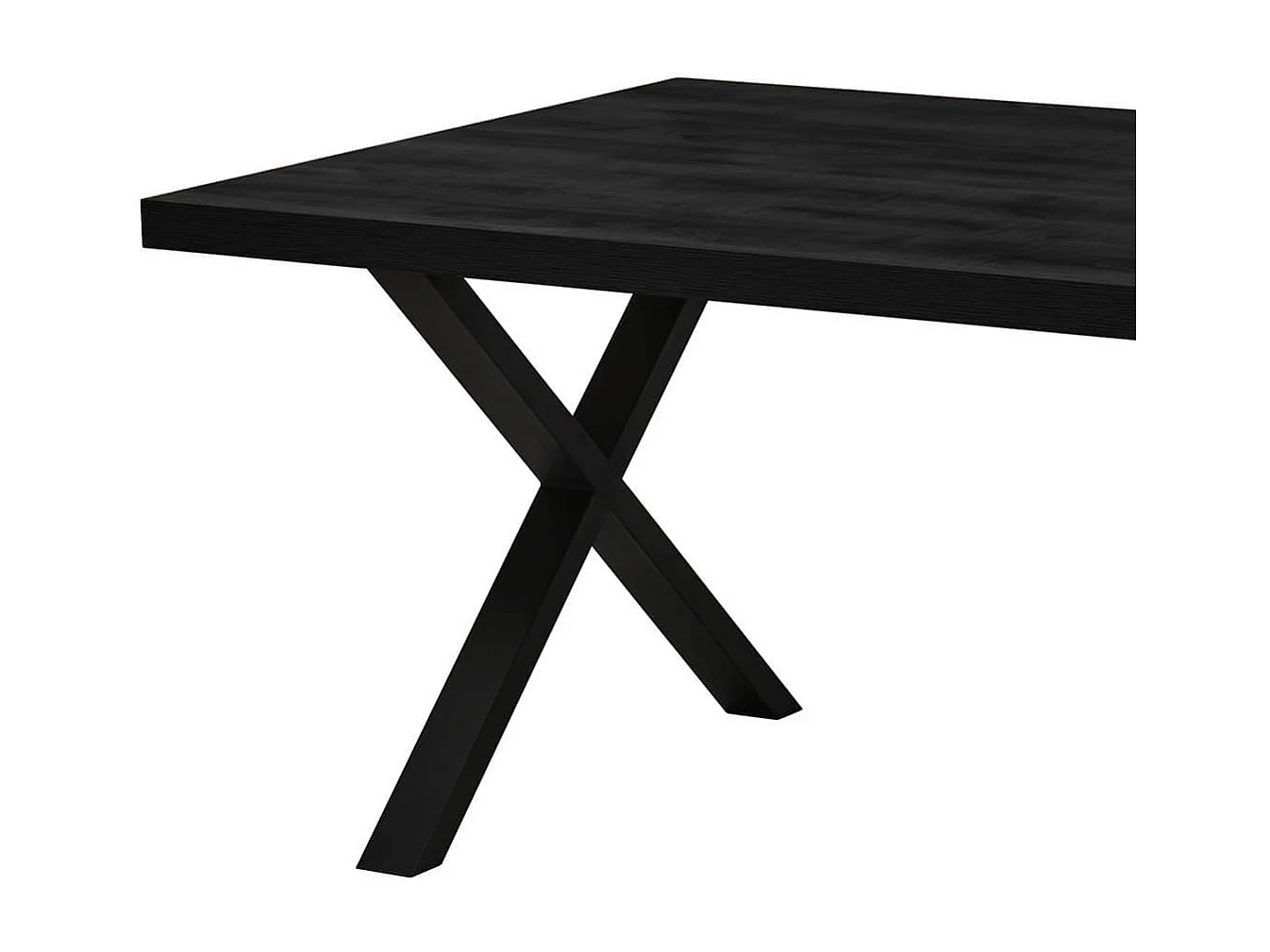 NOX - Table Rectangulaire 230cm Aspect Bois Noir Piètement X Métal Noir