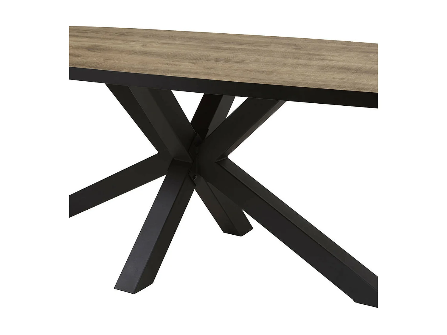 TROPIX - Table Ovale 230cm Aspect Bois Piètement Etoile Métal Noir