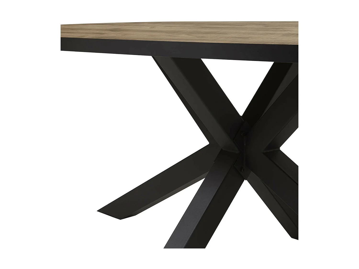 TROPIX - Table Ovale 200cm Aspect Bois Piètement Etoile Métal Noir