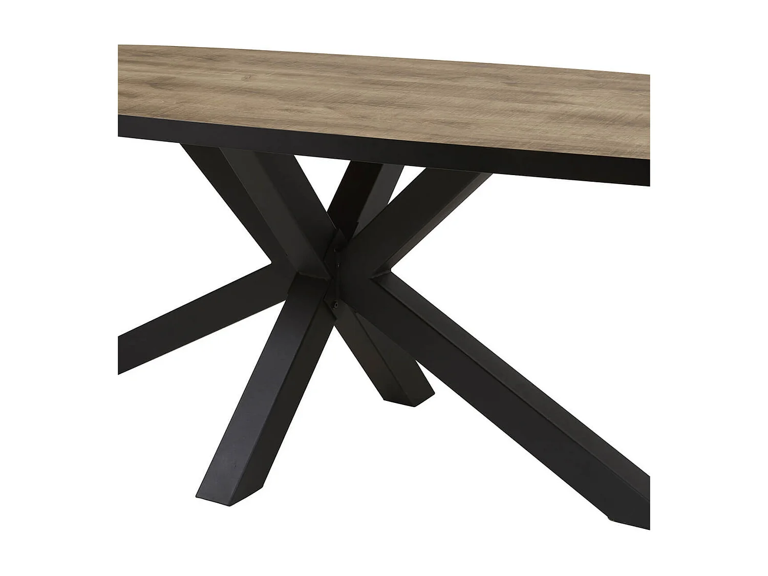 TROPIX - Table Ovale 200cm Aspect Bois Piètement Etoile Métal Noir
