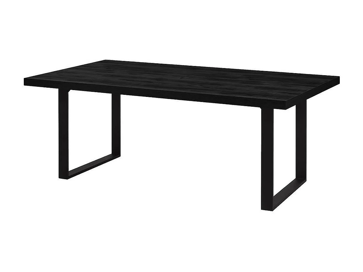 NOX - Table Rectangulaire 170cm Aspect Bois Noir Piètement U Métal Noir