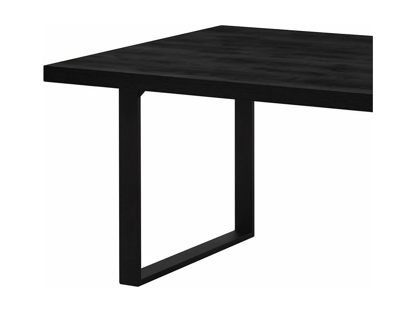 NOX - Table Rectangulaire 170cm Aspect Bois Noir Piètement U Métal Noir