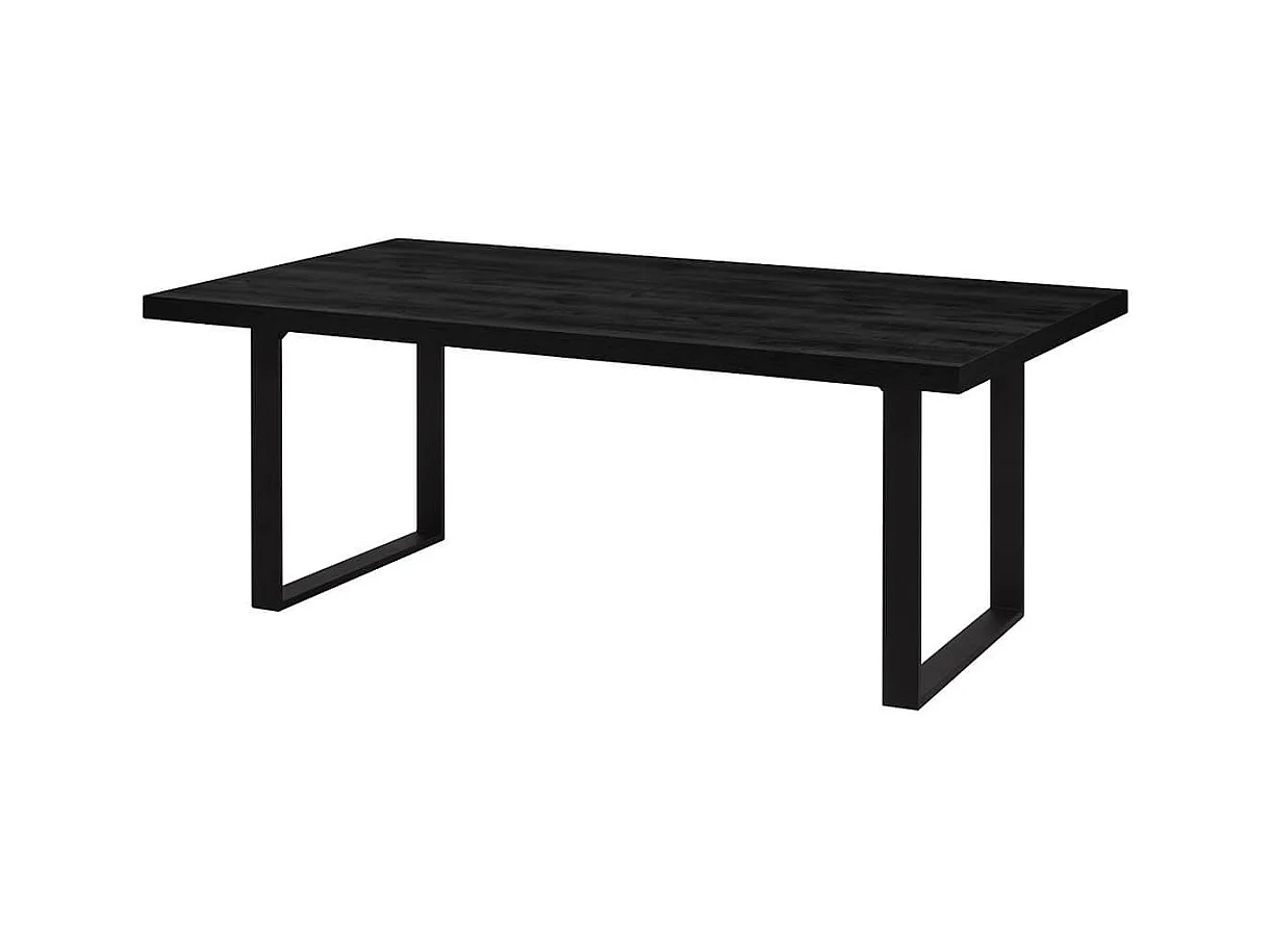 NOX - Table Rectangulaire 170cm Aspect Bois Noir Piètement U Métal Noir