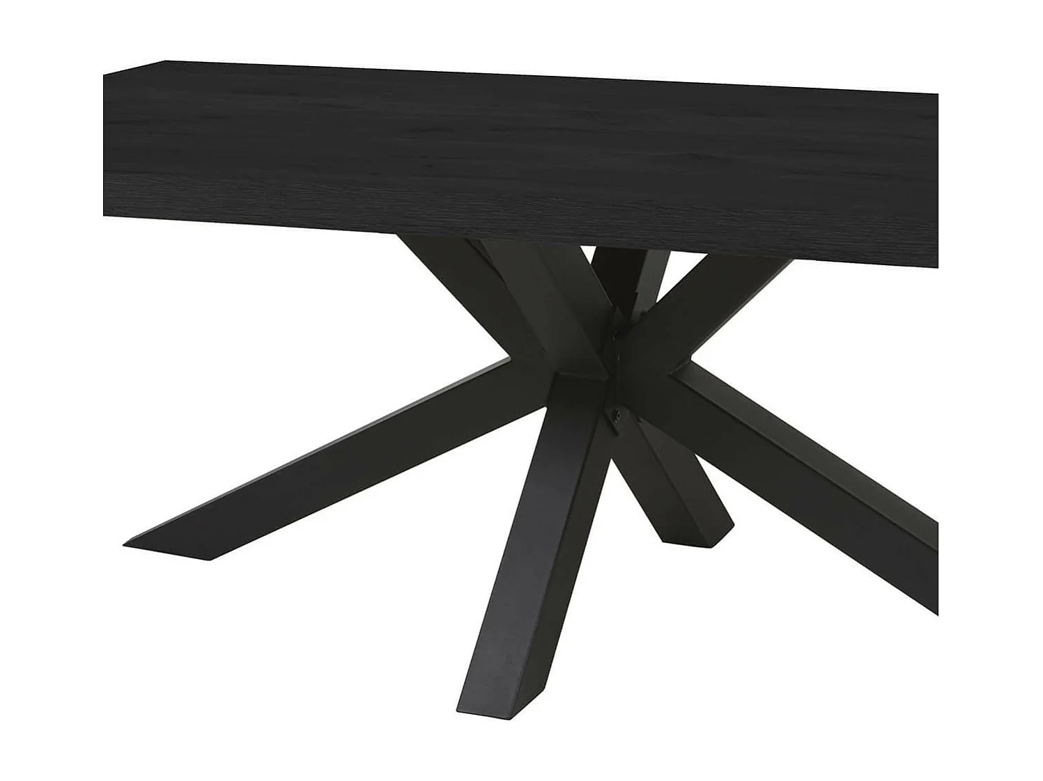 NOX - Table Rectangulaire 230cm Aspect Bois Noir Piètement Etoile Métal Noir