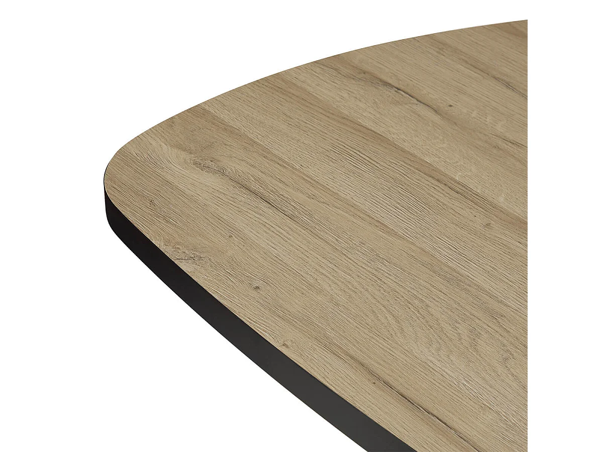 FRANK - Table Ovale 230cm Aspect Bois Piètement Etoile Métal Noir