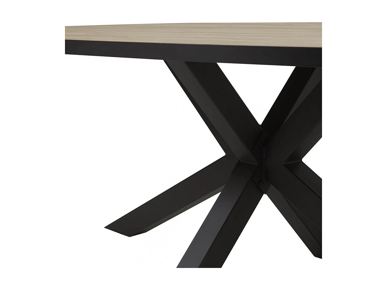 FRANK - Table Ovale 230cm Aspect Bois Piètement Etoile Métal Noir
