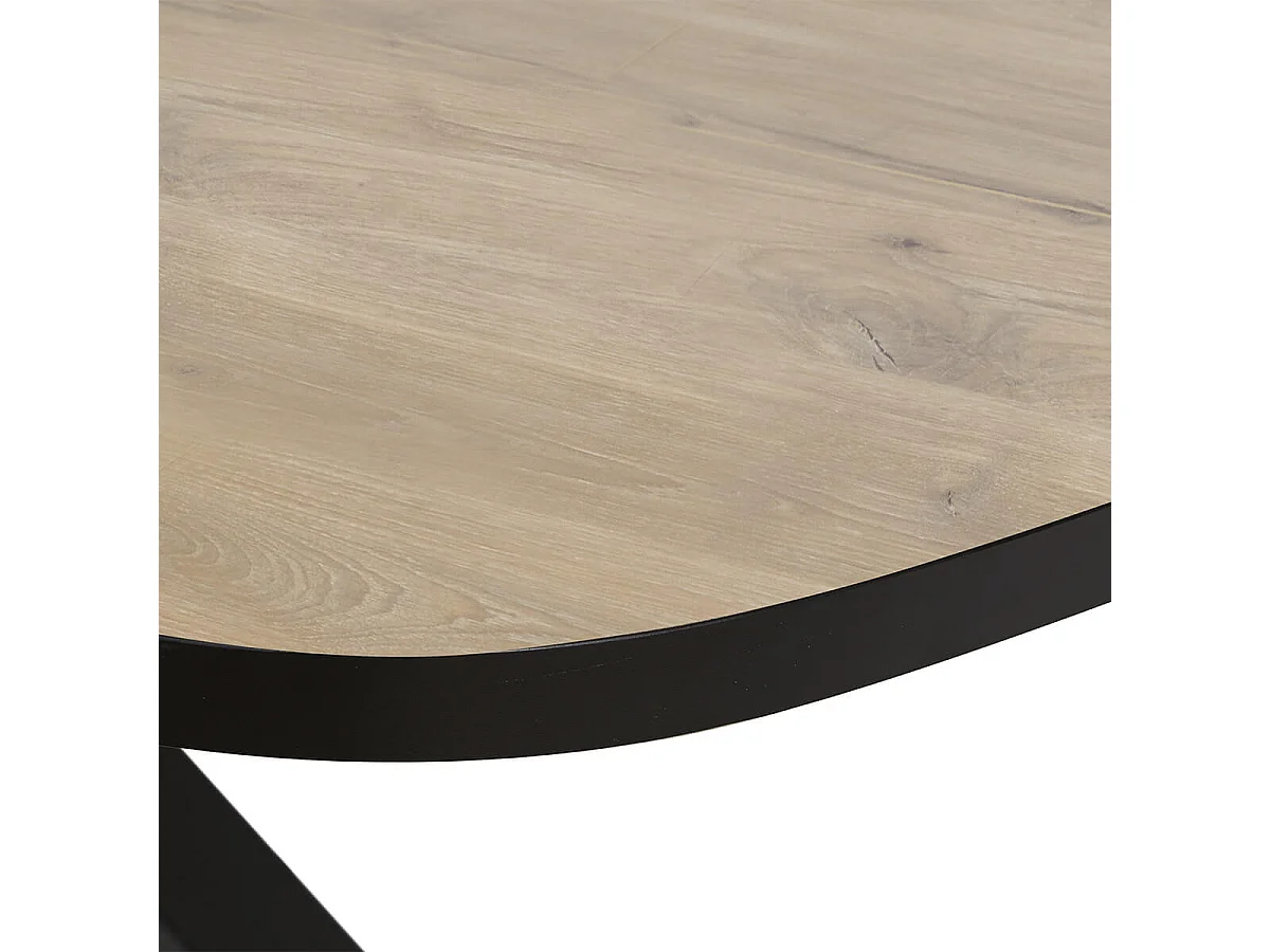 CANYON - Table Ovale 230cm Aspect Bois Piètement Araignée Métal Noir