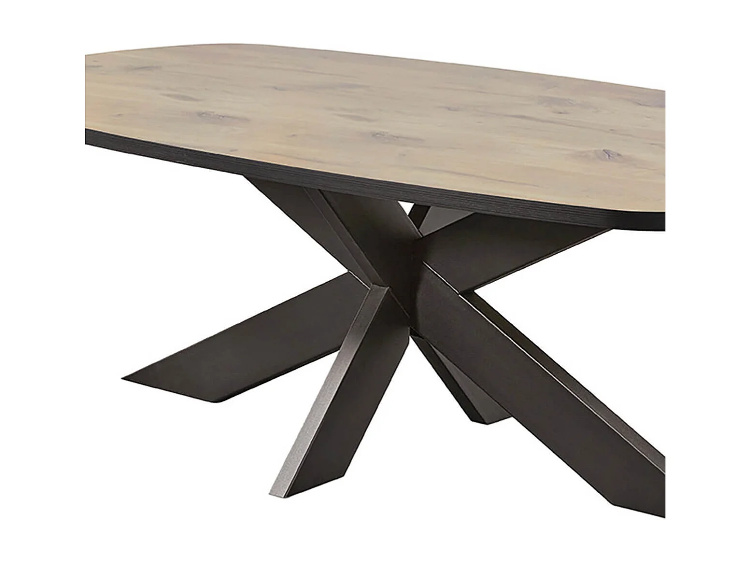 CANYON - Table Ovale 230cm Aspect Bois Piètement Araignée Métal Noir