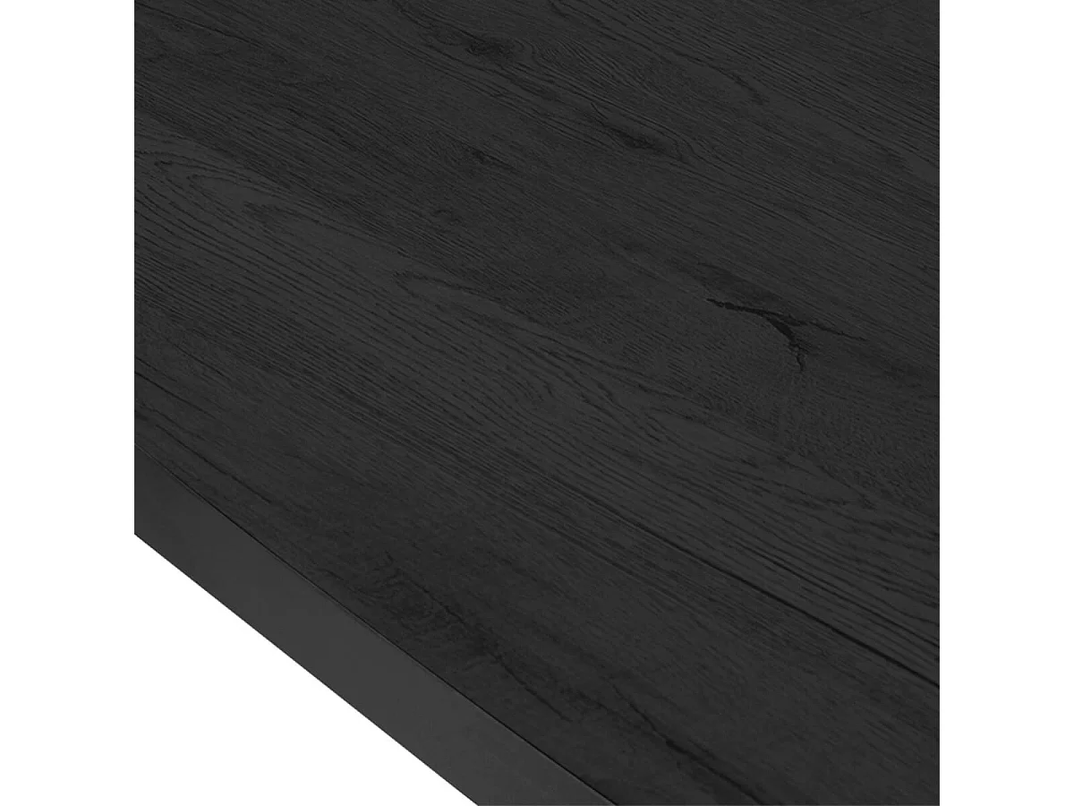 NOX - Table Rectangulaire 200cm Aspect Bois Noir Piètement Etoile Métal Noir