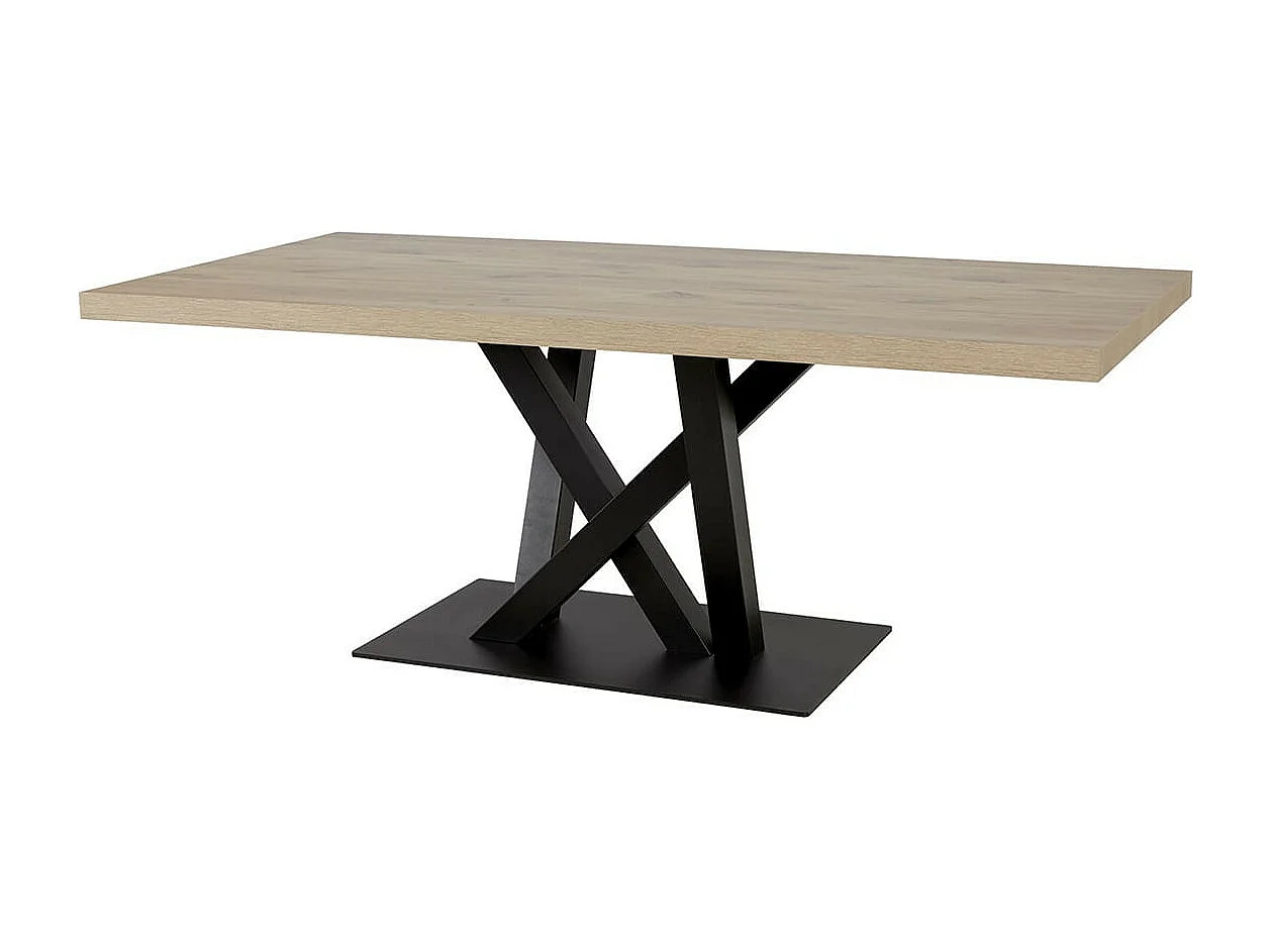 CANYON - Table 170cm Aspect Bois Piètement Métal Croisé Noir