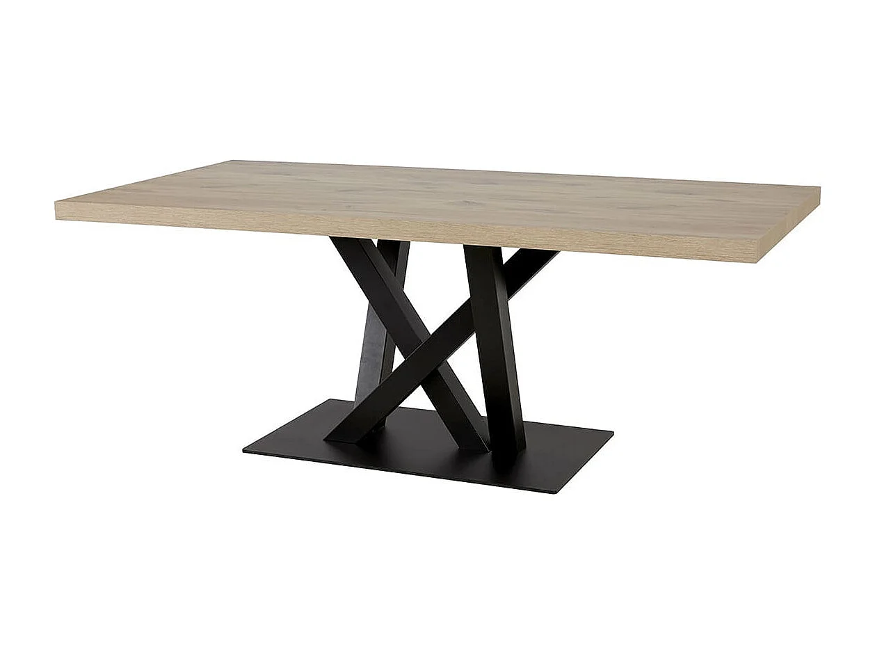 CANYON - Table 170cm Aspect Bois Piètement Métal Croisé Noir