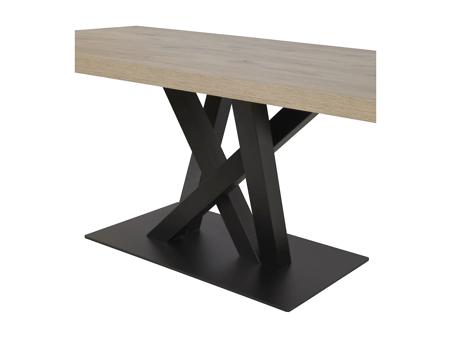 CANYON - Table 170cm Aspect Bois Piètement Métal Croisé Noir