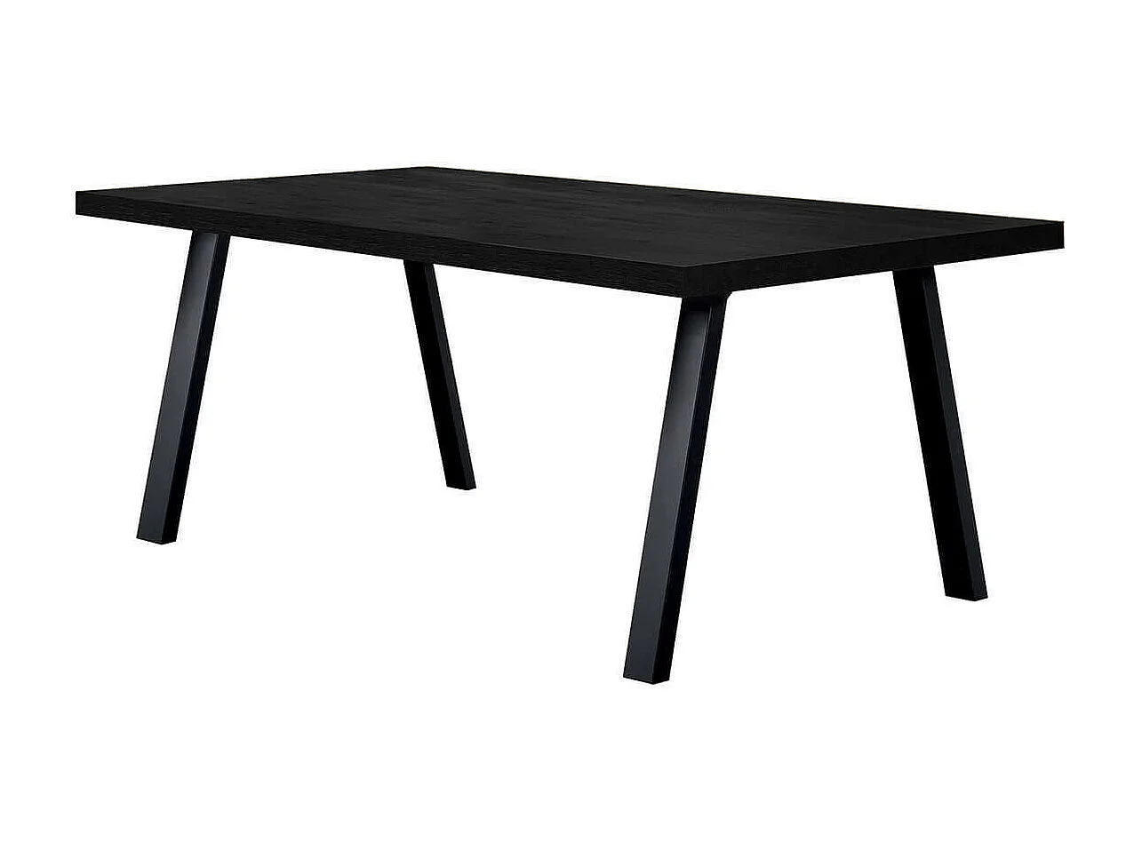 NOX - Table Rectangulaire 170cm Aspect Bois Noir Piètement A Métal Noir
