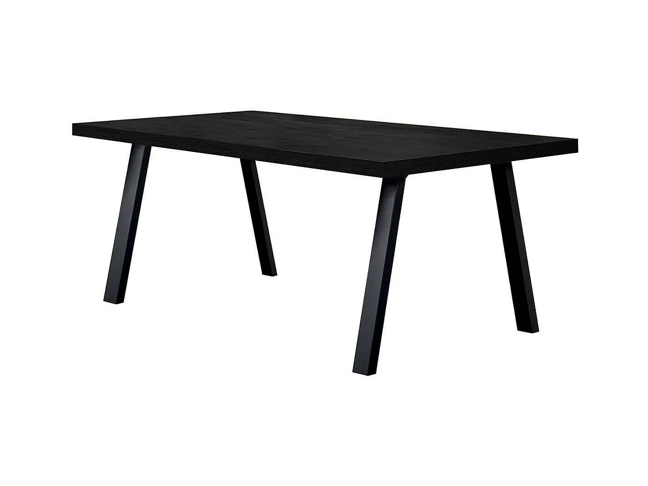 NOX - Table Rectangulaire 170cm Aspect Bois Noir Piètement A Métal Noir