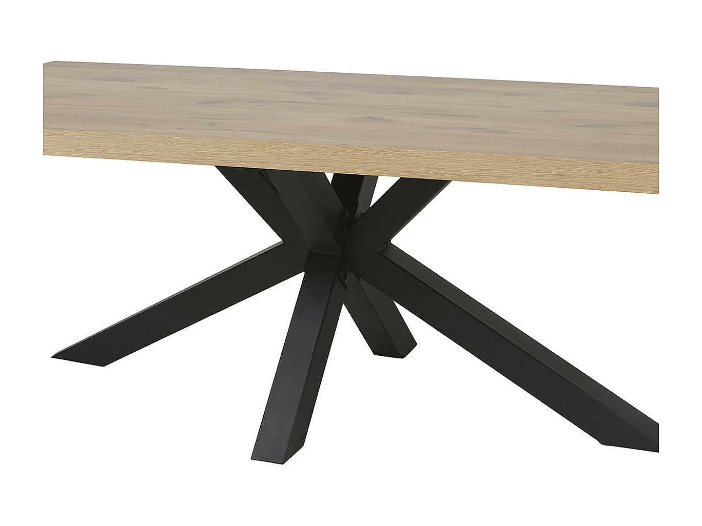 CANYON - Table Rectangulaire 170cm Aspect Bois Piètement Etoile Métal Noir