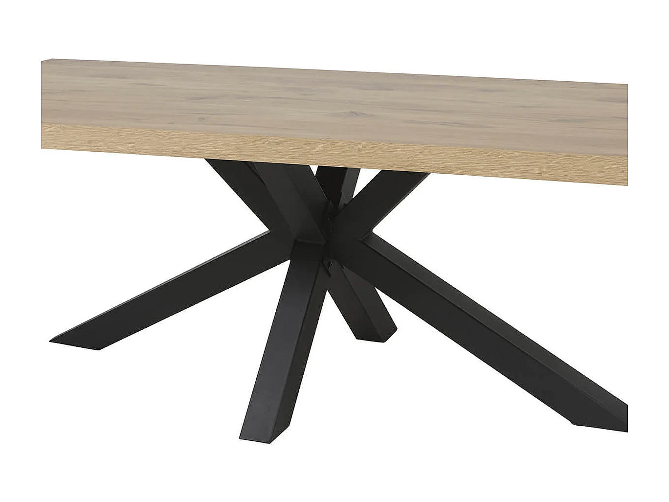CANYON - Table Rectangulaire 170cm Aspect Bois Piètement Etoile Métal Noir