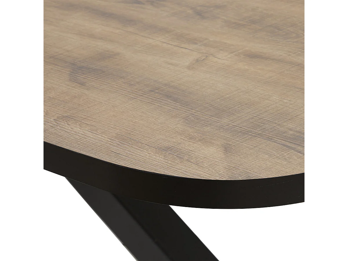TROPIX - Table Ovale 230cm Aspect Bois Piètement Araignée Métal Noir