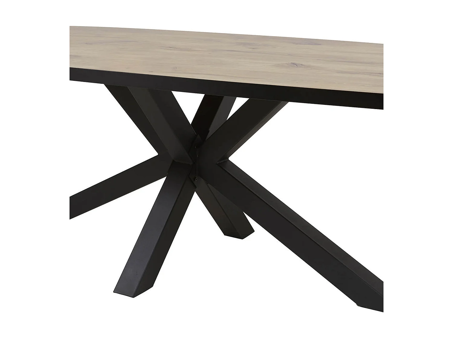 CANYON - Table Ovale 200cm Aspect Bois Piètement Etoile Métal Noir
