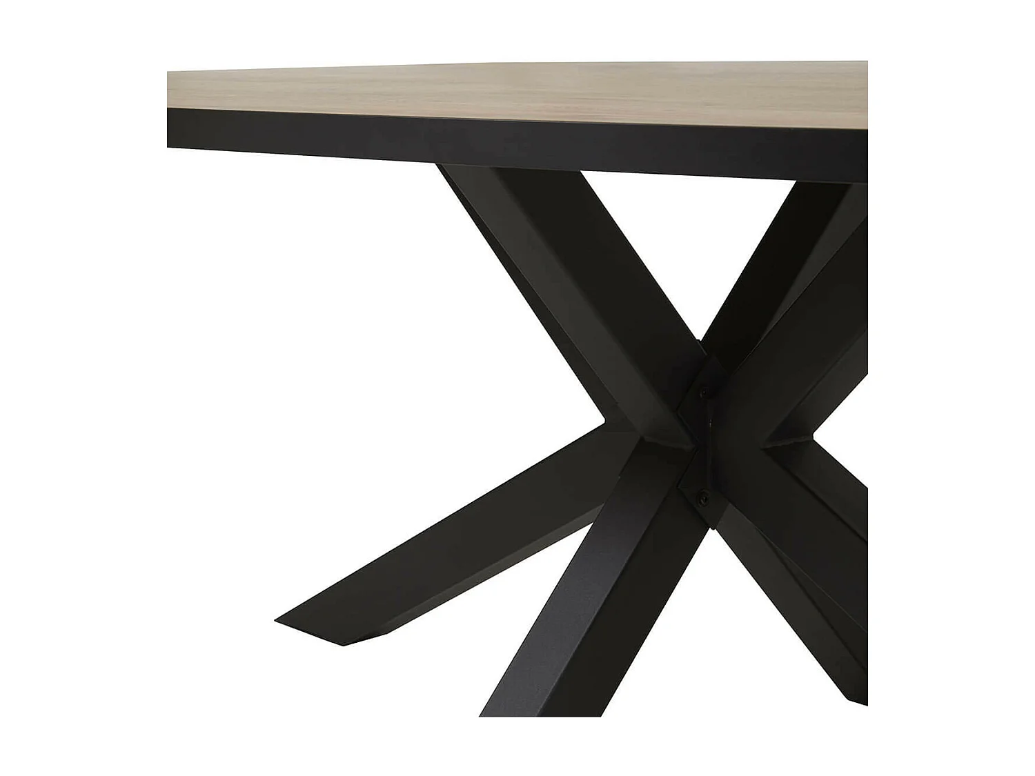 CANYON - Table Ovale 200cm Aspect Bois Piètement Etoile Métal Noir
