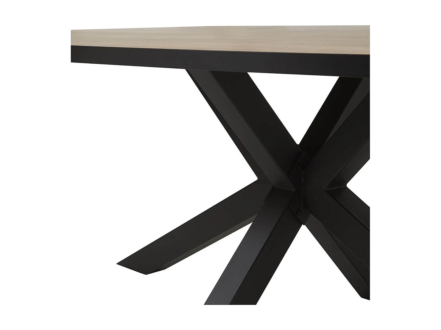 CANYON - Table Ovale 200cm Aspect Bois Piètement Etoile Métal Noir
