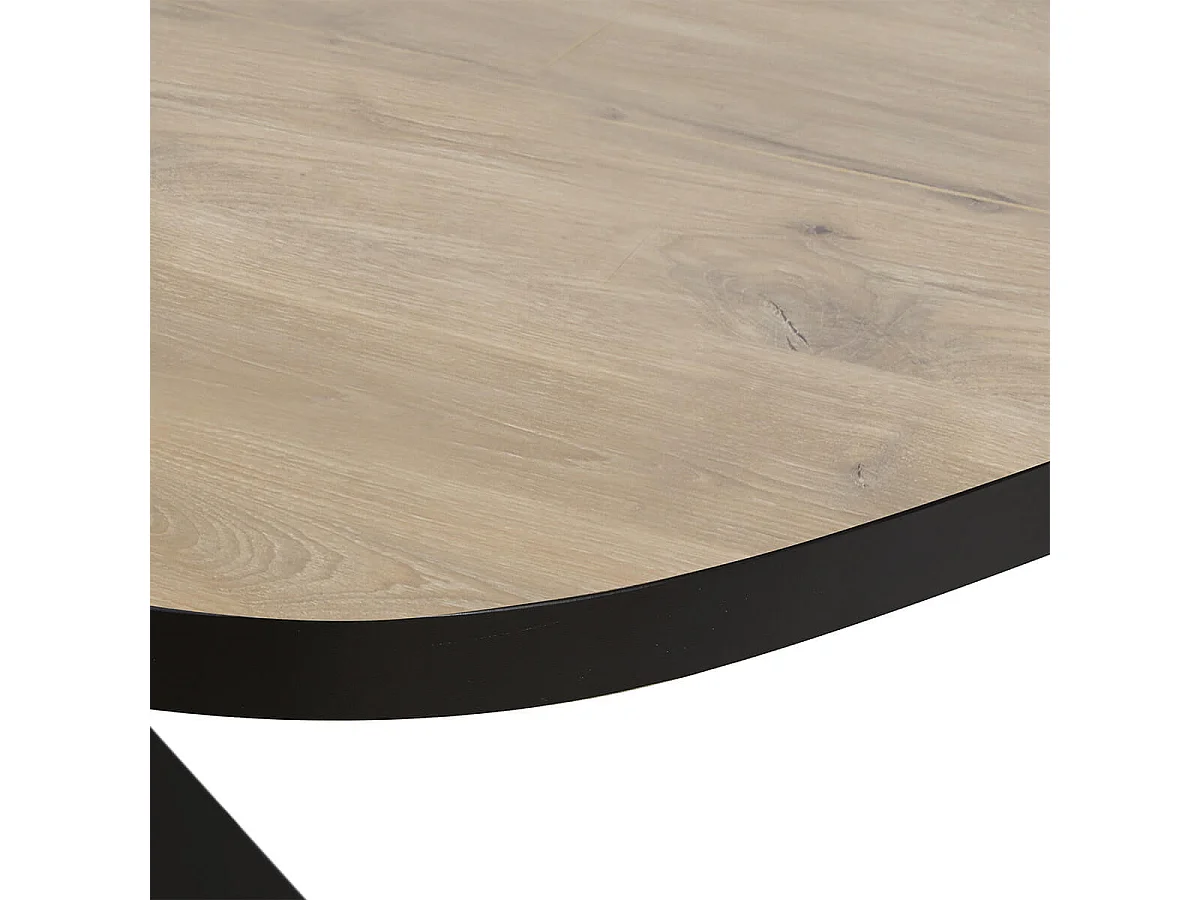 CANYON - Table Ovale 200cm Aspect Bois Piètement Etoile Métal Noir