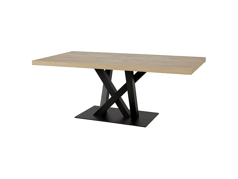 CANYON - Table 230cm Aspect Bois Piètement Métal Croisé Noir