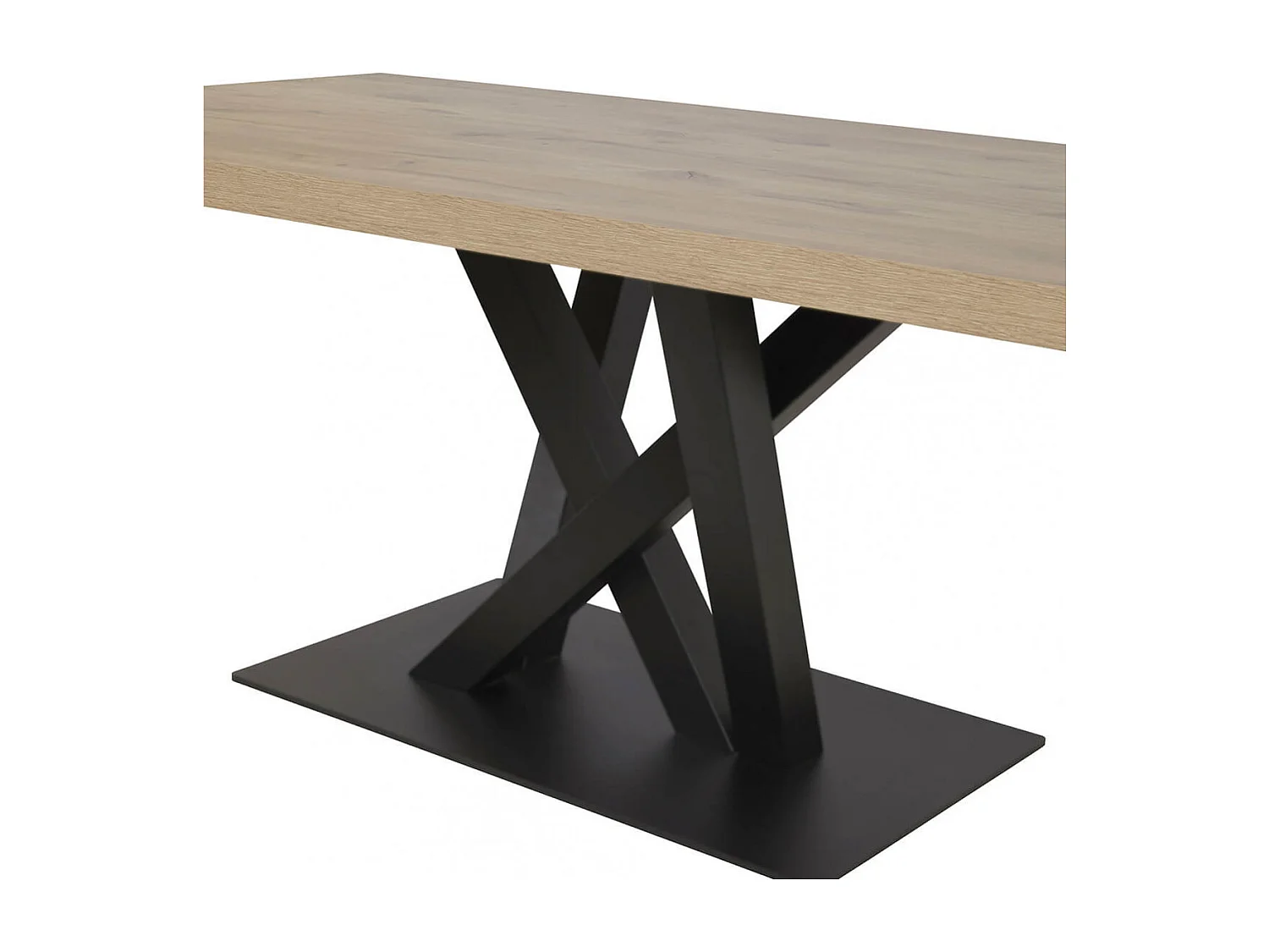 CANYON - Table 230cm Aspect Bois Piètement Métal Croisé Noir