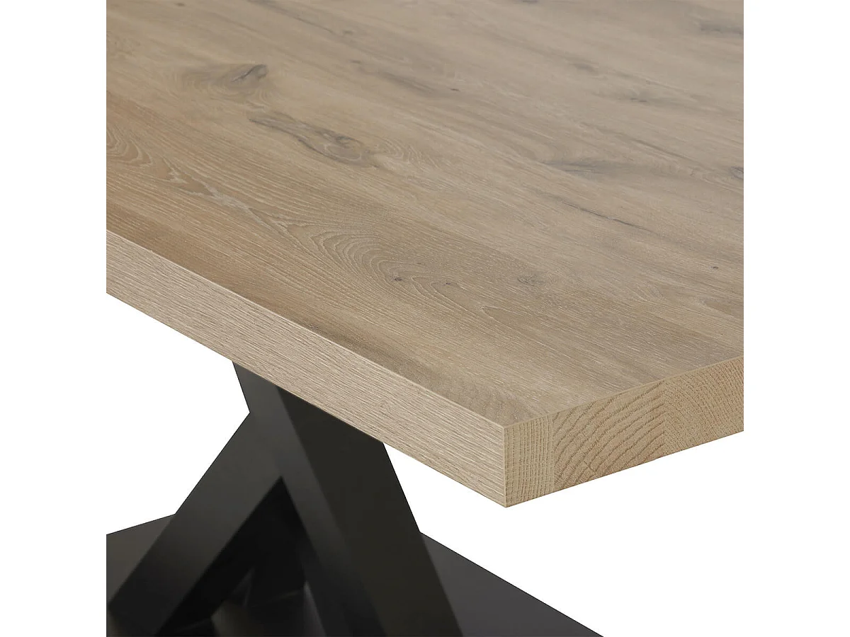 CANYON - Table 230cm Aspect Bois Piètement Métal Croisé Noir