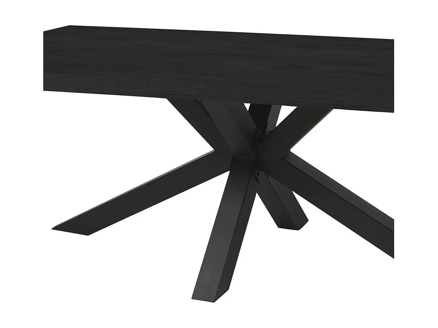 NOX - Table Rectangulaire 170cm Aspect Bois Noir Piètement Etoile Métal Noir