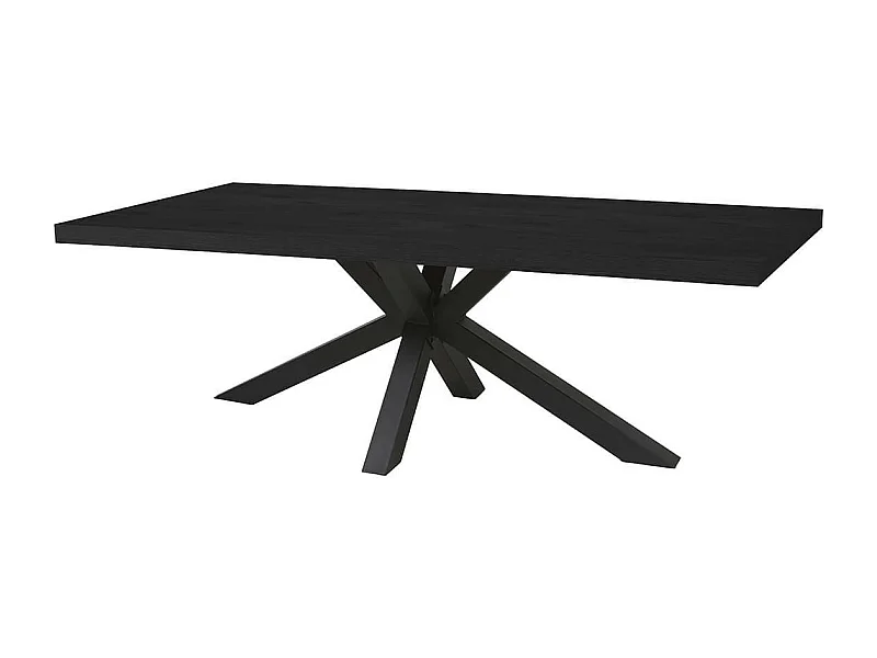 NOX - Table Rectangulaire 170cm Aspect Bois Noir Piètement Etoile Métal Noir