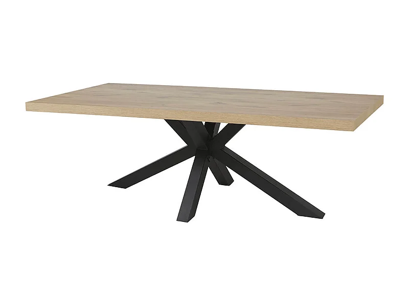 CANYON - Table Rectangulaire 230cm Aspect Bois Piètement Etoile Métal Noir