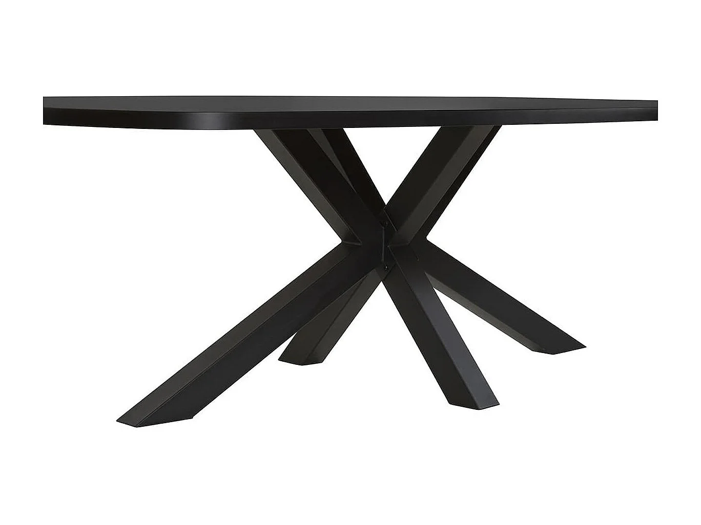 NOX - Table Ovale 200cm Aspect Bois Piètement Etoile Métal Noir