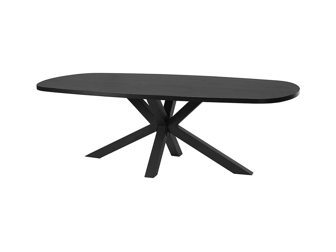 NOX - Table Ovale 200cm Aspect Bois Piètement Etoile Métal Noir