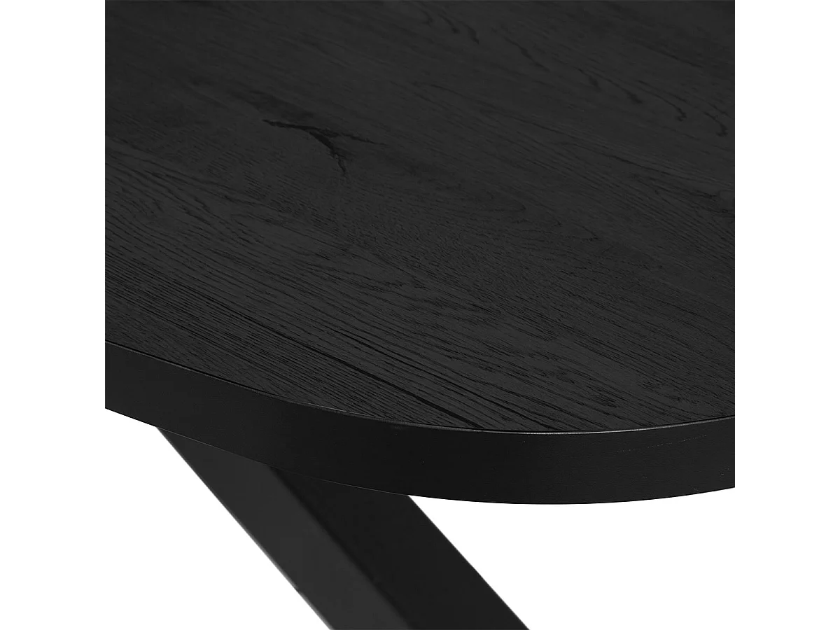 NOX - Table Ovale 200cm Aspect Bois Piètement Etoile Métal Noir