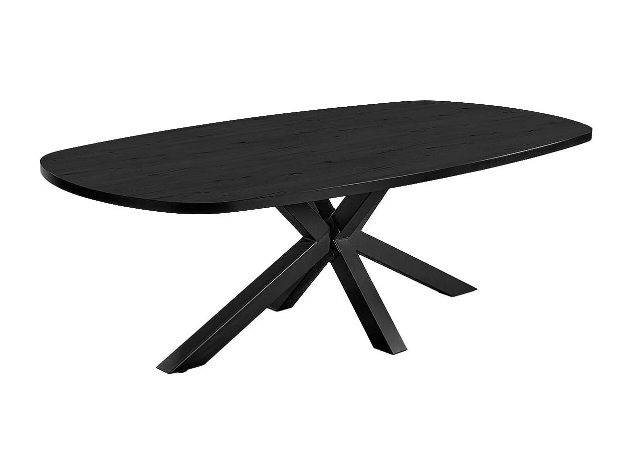 NOX - Table Ovale 200cm Aspect Bois Piètement Etoile Métal Noir