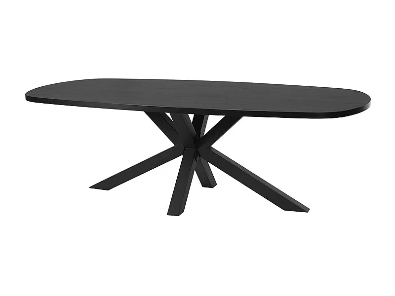NOX - Table Ovale 200cm Aspect Bois Piètement Etoile Métal Noir