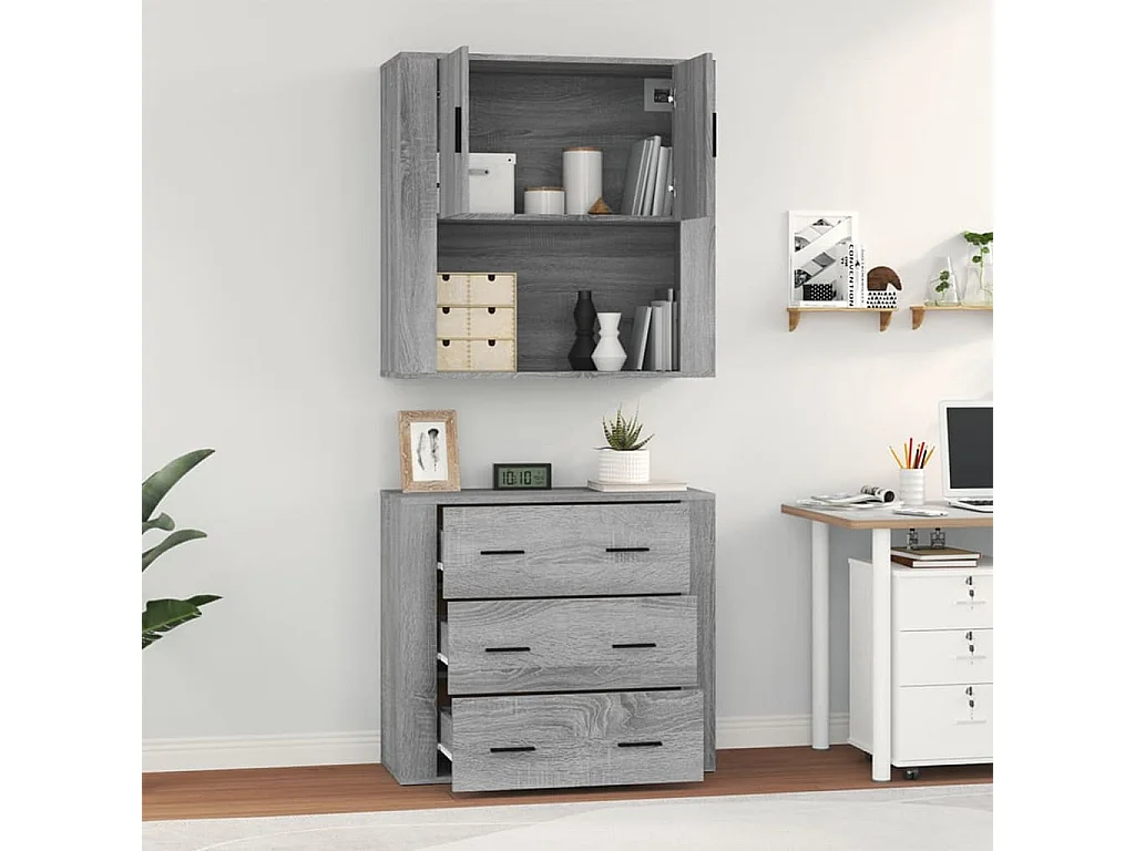 Highboard,Kommode Grau Sonoma Holzwerkstoff -gkd867849