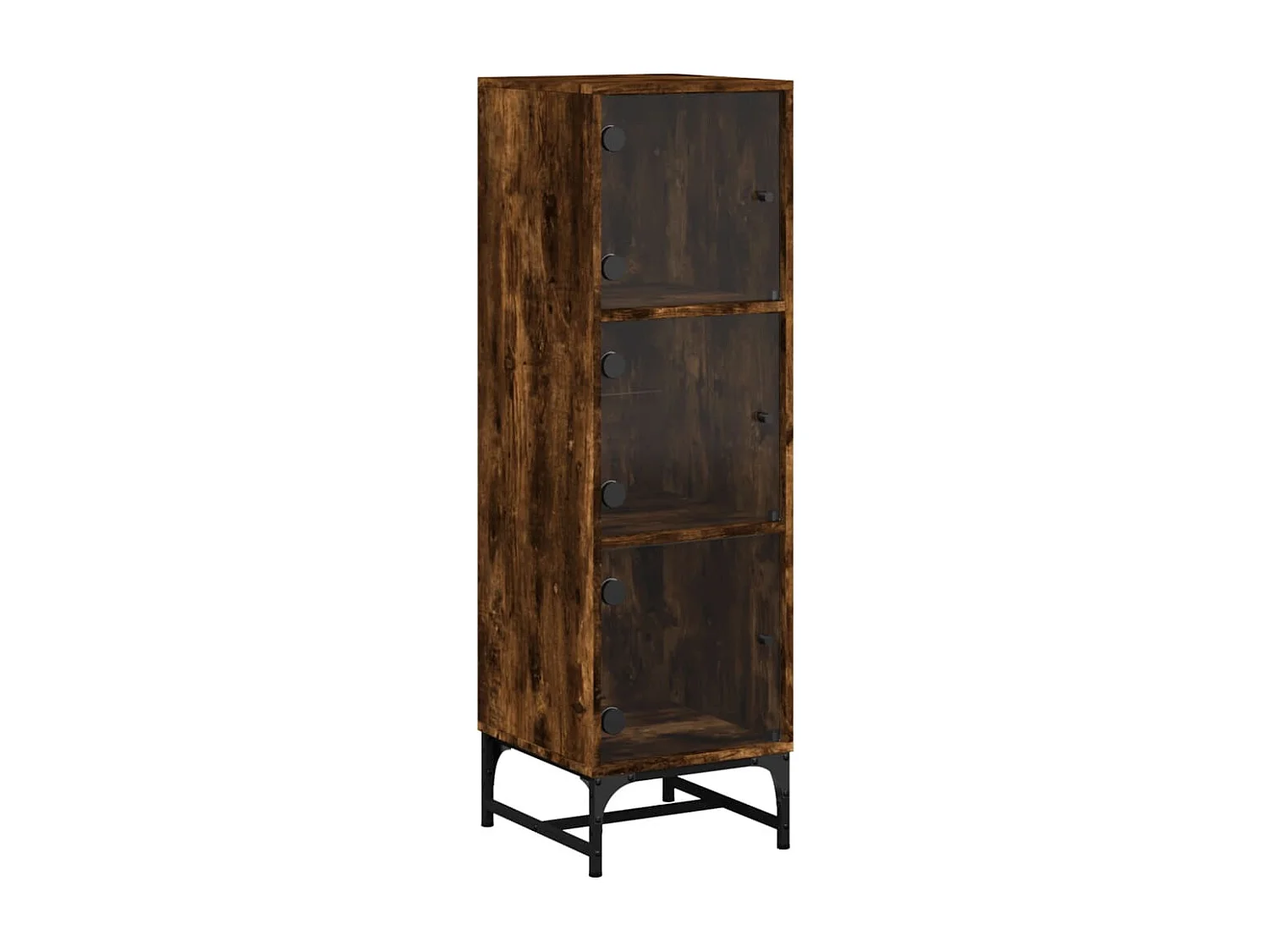 Highboard,Kommode mit Glastüren Räuchereiche 35x37x120 cm -gkd51587