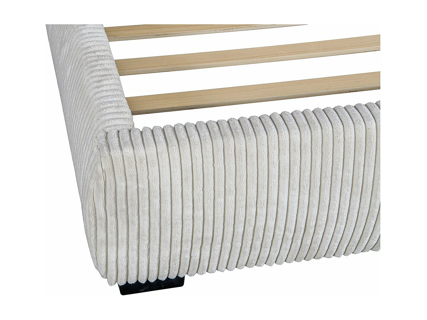 Lit double en velours côtelé "Montana" - 140 x 190 cm - Beige