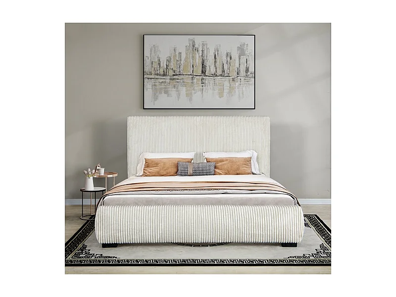 Letto matrimoniale in velluto a coste "Montana" - 180 x 200 cm - Beige