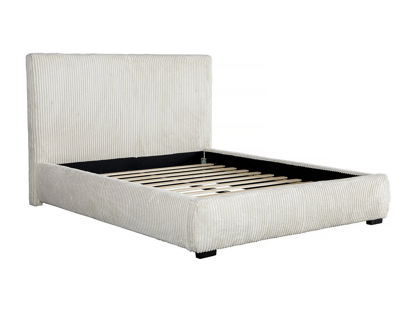 Lit double en velours côtelé "Montana" - 180 x 200 cm - Beige