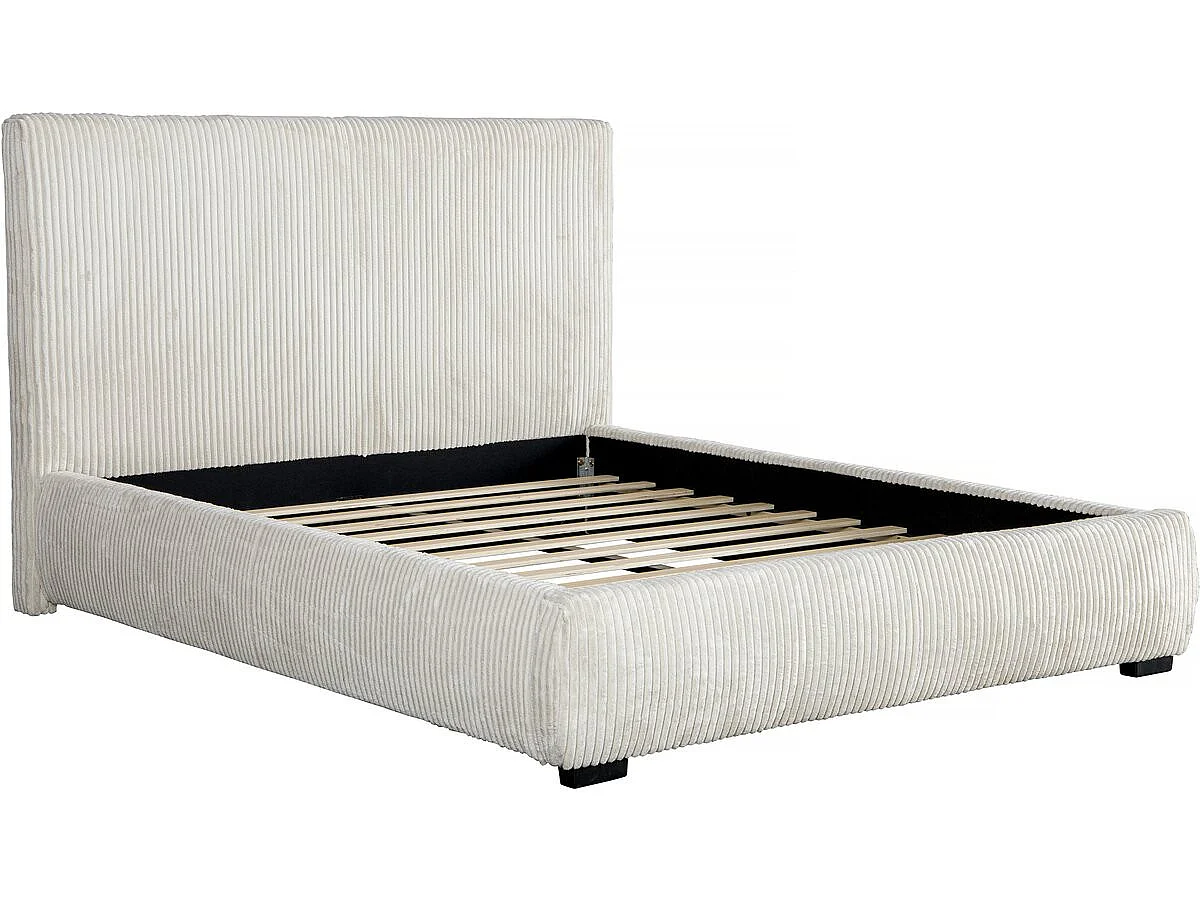 Luxe Corduroy Tweepersoonsbed "Montana" - 180 x 200 cm - Beige Velvet Elegantie en Comfort