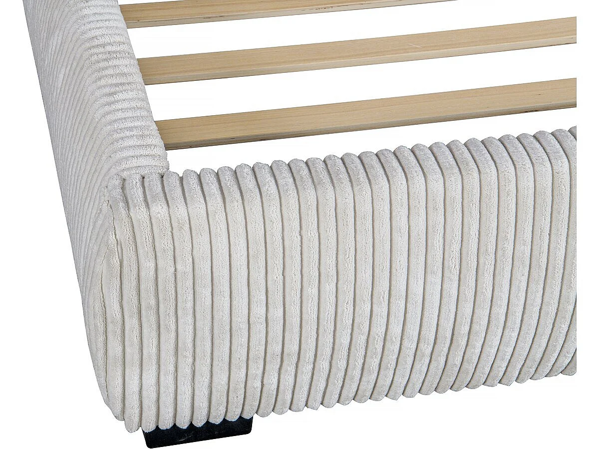 Luxe Corduroy Tweepersoonsbed "Montana" - 180 x 200 cm - Beige Velvet Elegantie en Comfort