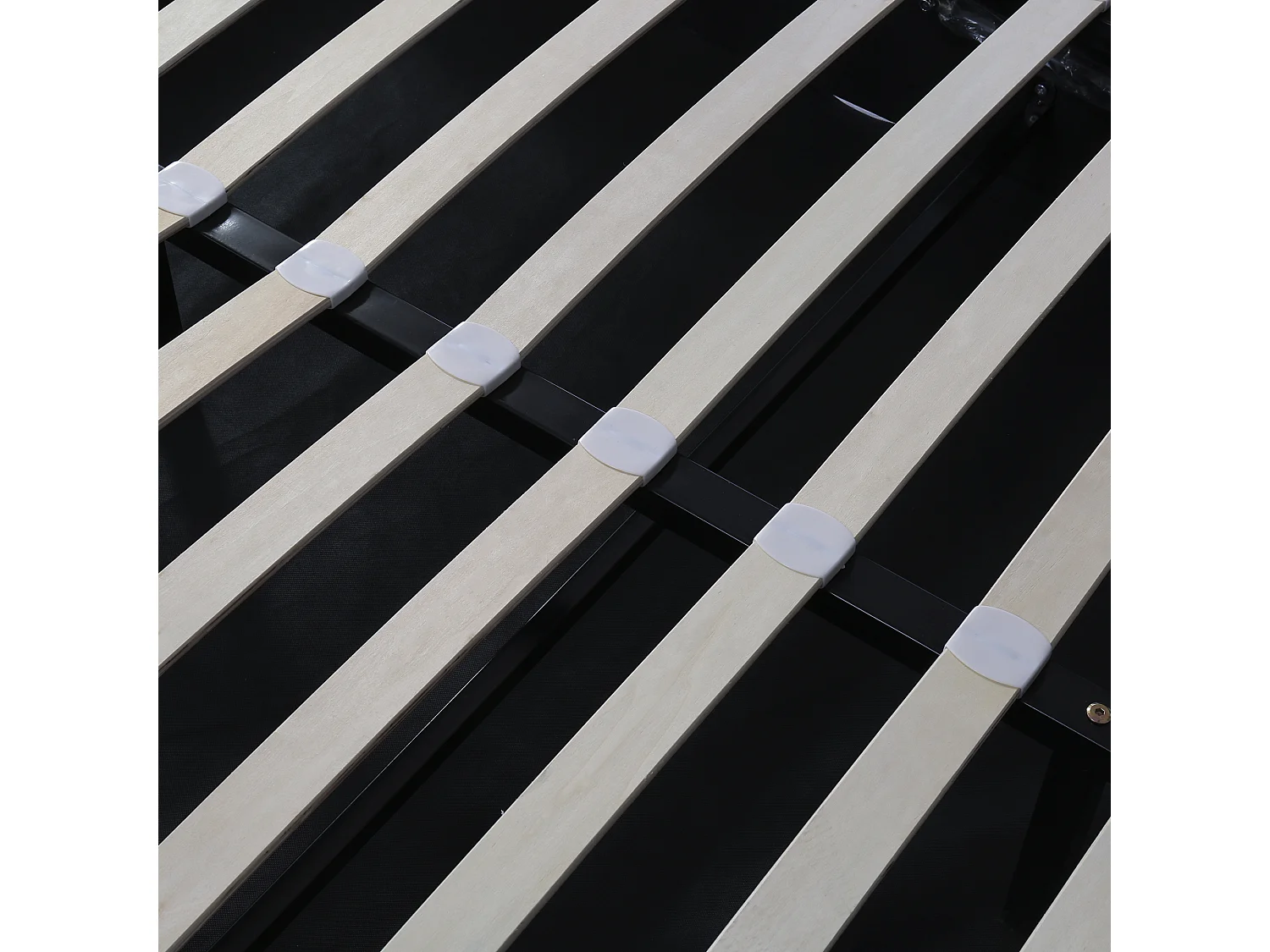 Lit capitonné 140x200 cm - Lit double avec sommier à lattes et rangements - Lit jeune - Gris - Velours