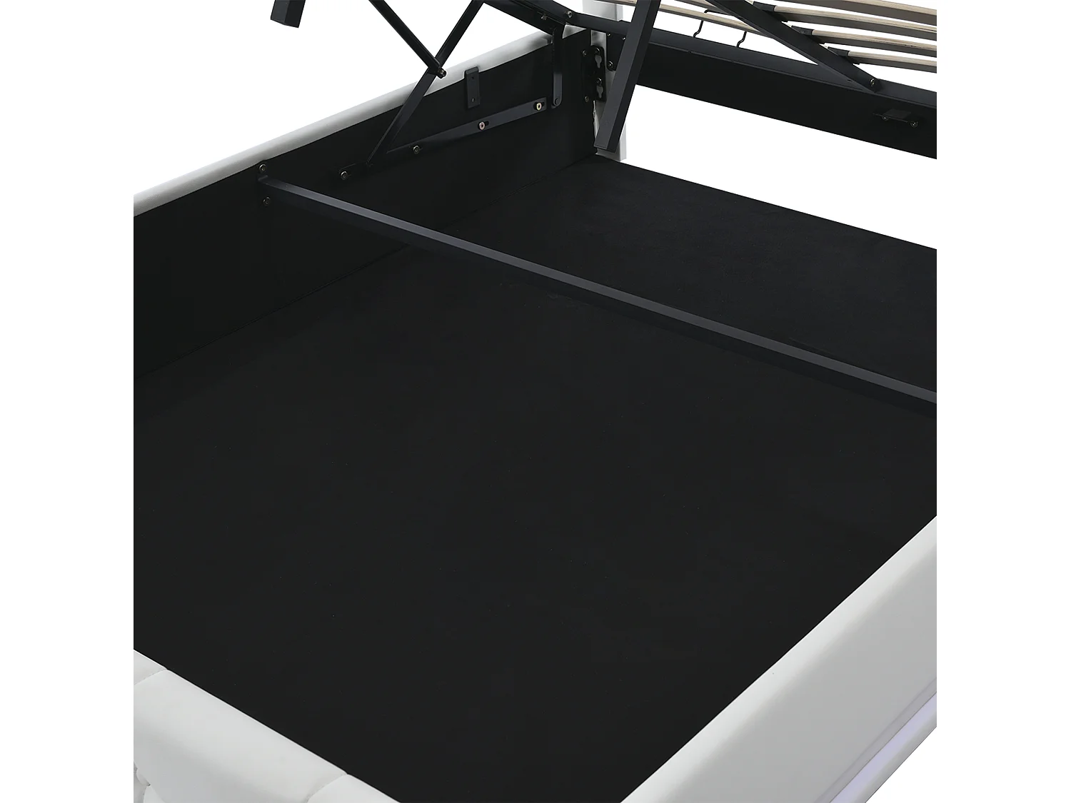 Polsterbett 140x200 cm - Doppelbett mit LED Beleuchtung und Bettstauraum - Jugendbett Weiß - PU Leather